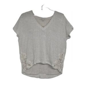 American Eagle Outfitters Sweater Top Womens Size Small Cream Short Sleeve Lace
